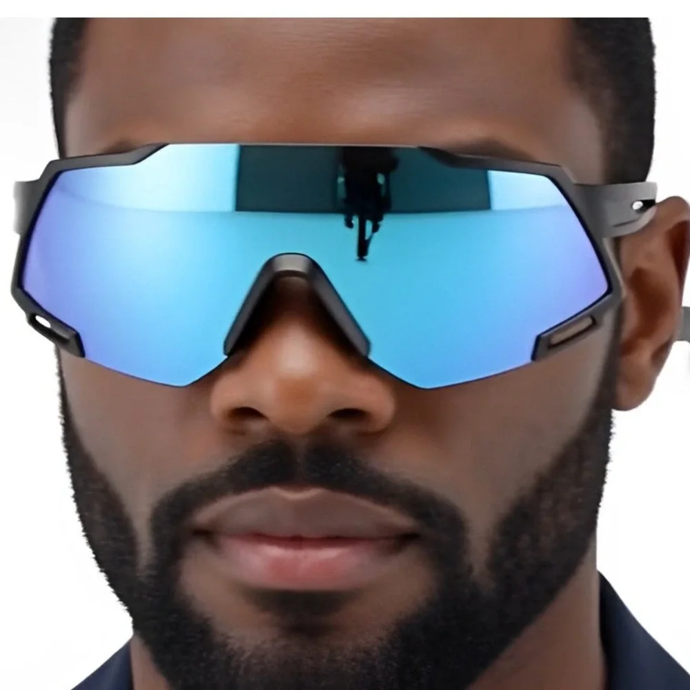 Men Sports Sunglasses Blue Mirror Lens‎ Outdoor Driving Golfing Fishing Shades